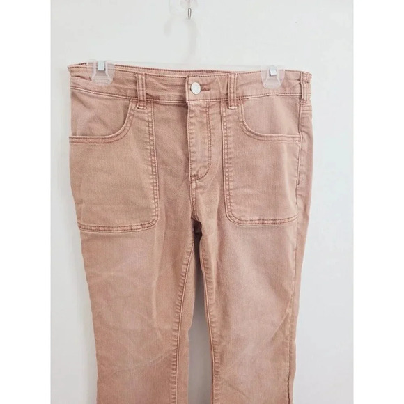 Pilcro Anthropologie Bronze Boho Low Rise Icon Faded Flared Y2K Cotton Jeans 28 - Picture 3 of 14
